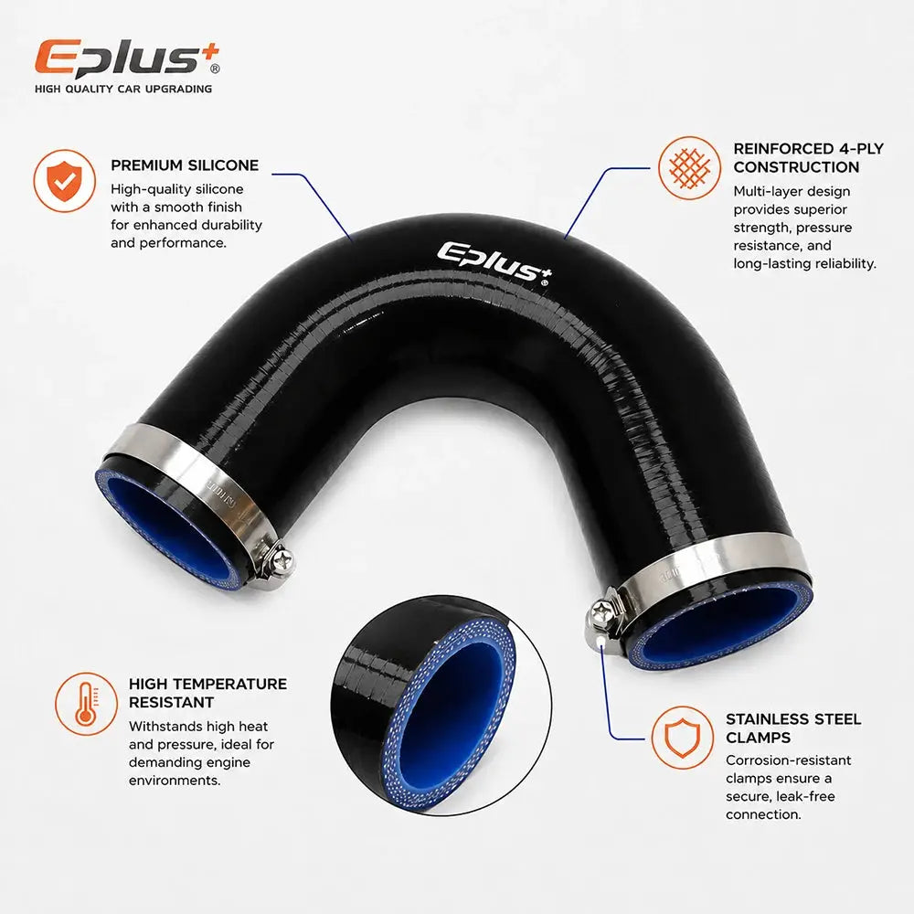 EPLUS Black 135° V-Shaped Silicone Hose 4-Ply Reinforced Universal Air Intake Turbo Intercooler Pipe Coupler by InterCyprus Trading Ltd