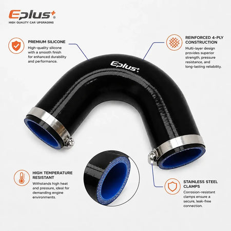 EPLUS Black 135° V-Shaped Silicone Hose 4-Ply Reinforced Universal Air Intake Turbo Intercooler Pipe Coupler by InterCyprus Trading Ltd