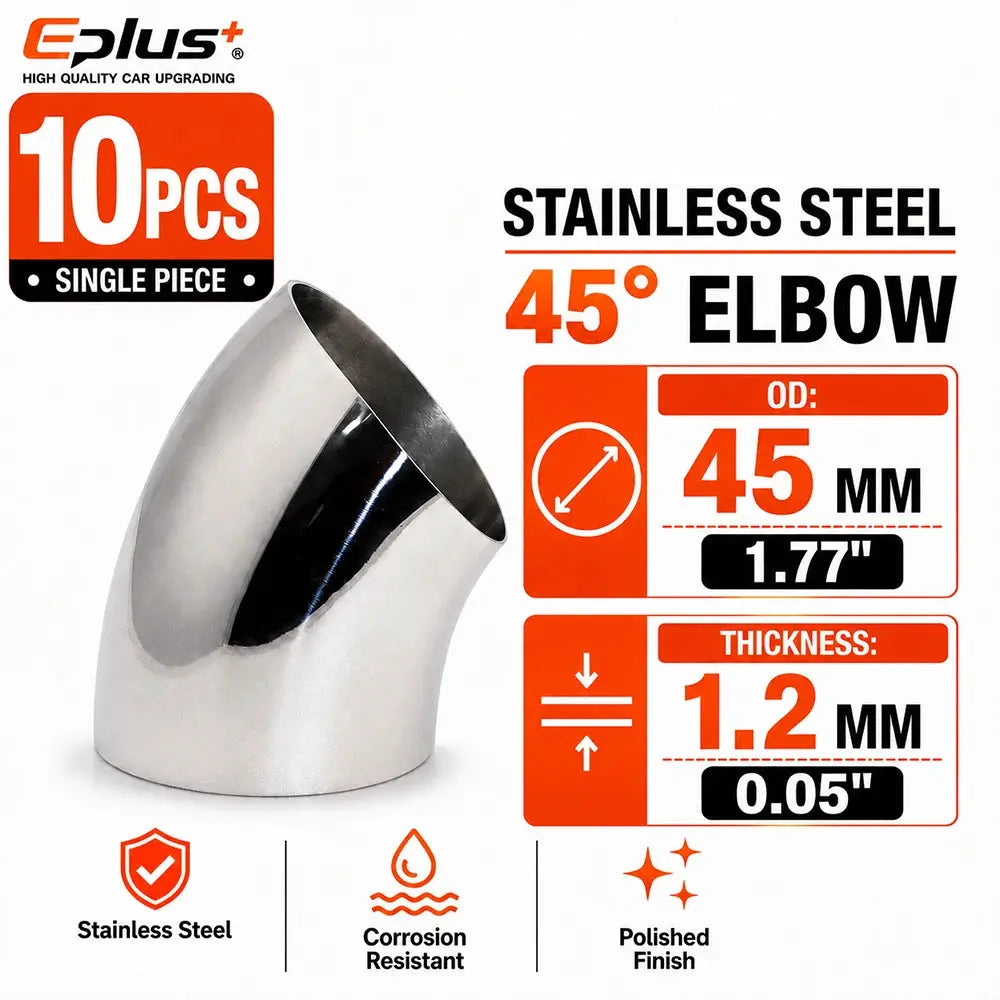 10PCS Universal Stainless Steel 45 Degree Elbow Pipe Polished Weld‑On Pipe Fitting Bend Tube for Car Exhaust Muffler Replacement by InterCyprus Trading Ltd