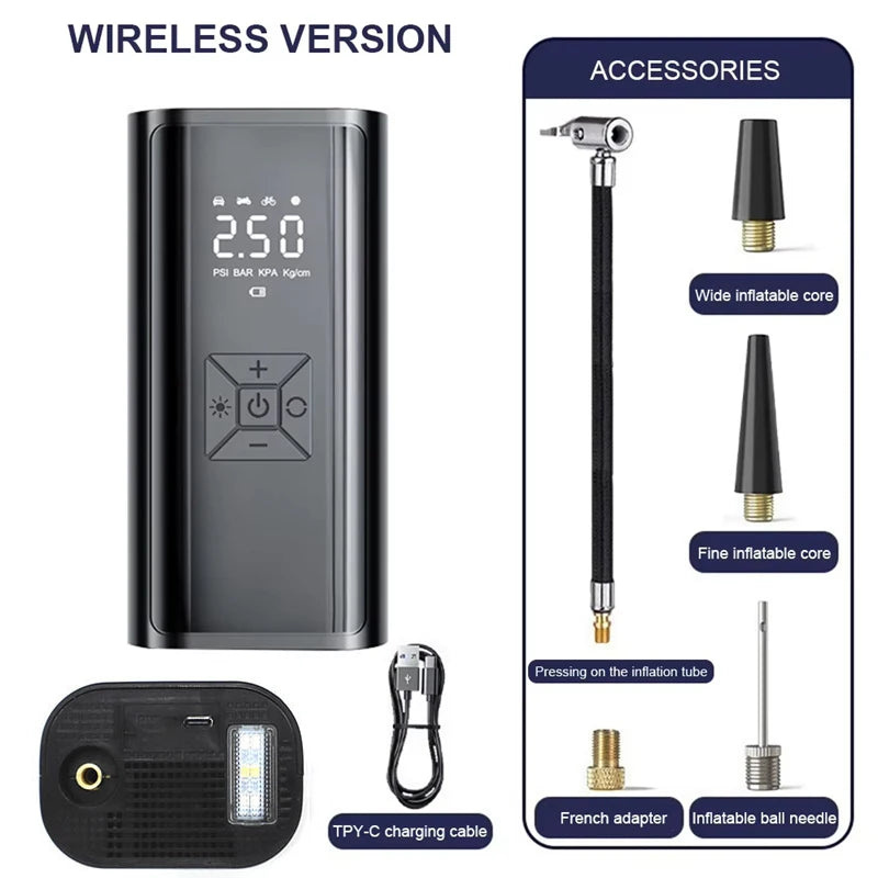 Wireless Car Air Compressor - Electric Tire Inflator for Car, Bike, Boat &amp; More Style 3