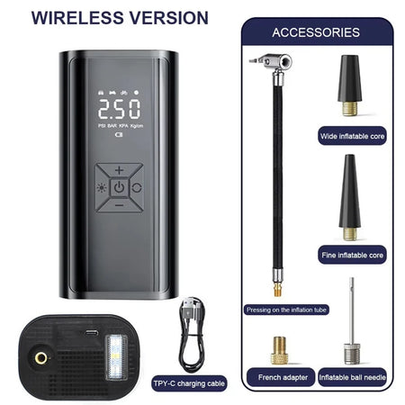 Wireless Car Air Compressor - Electric Tire Inflator for Car, Bike, Boat &amp; More Style 3