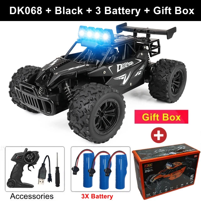 Remote Control Car RC Drift 1:16 Off Road Alloy &ndash; LED Light DK068 Black 3B Box