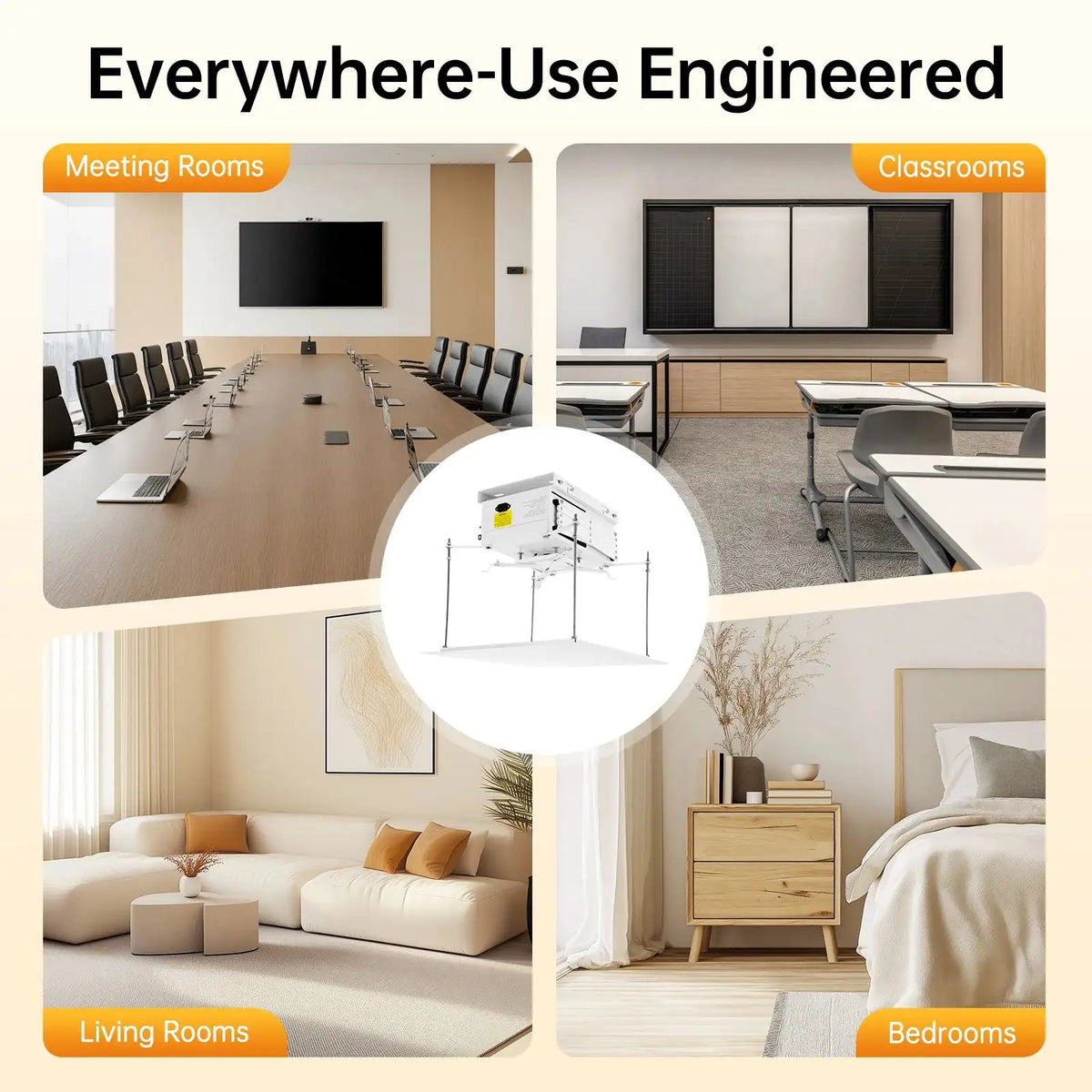 Projector Lift Ceiling Mount &ndash; 22lb Capacity, 24W Remote