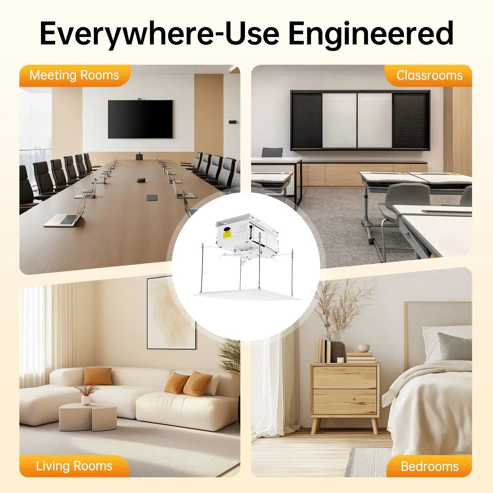 Projector Lift Ceiling Mount &ndash; 22lb Capacity, 24W Remote