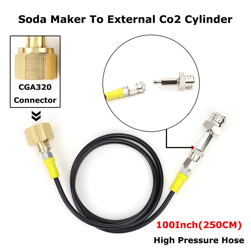 Soda Maker External CO2 Tank Adapter Kit &ndash; Quick Disconnect CGA320 x 100Inch