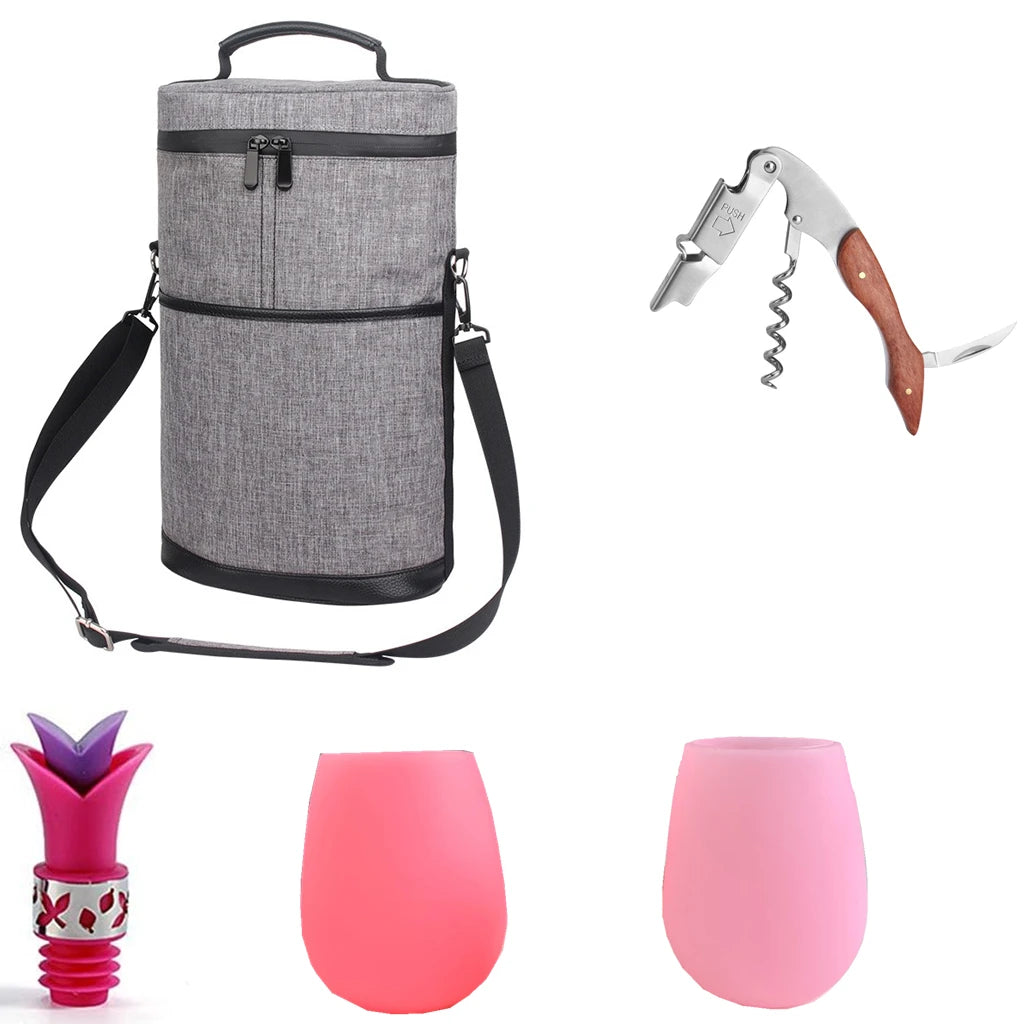 Soft Cooler Wine Bottle Bag &ndash; Keeps Drinks Cold Anywhere Grey Wine Set