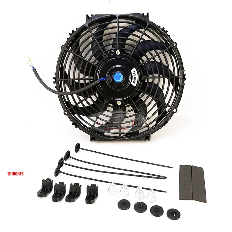 Universālais automašīnas radiatora dzesēšanas ventilators 12V 80W 2100RPM, ABS plastmasas asmens