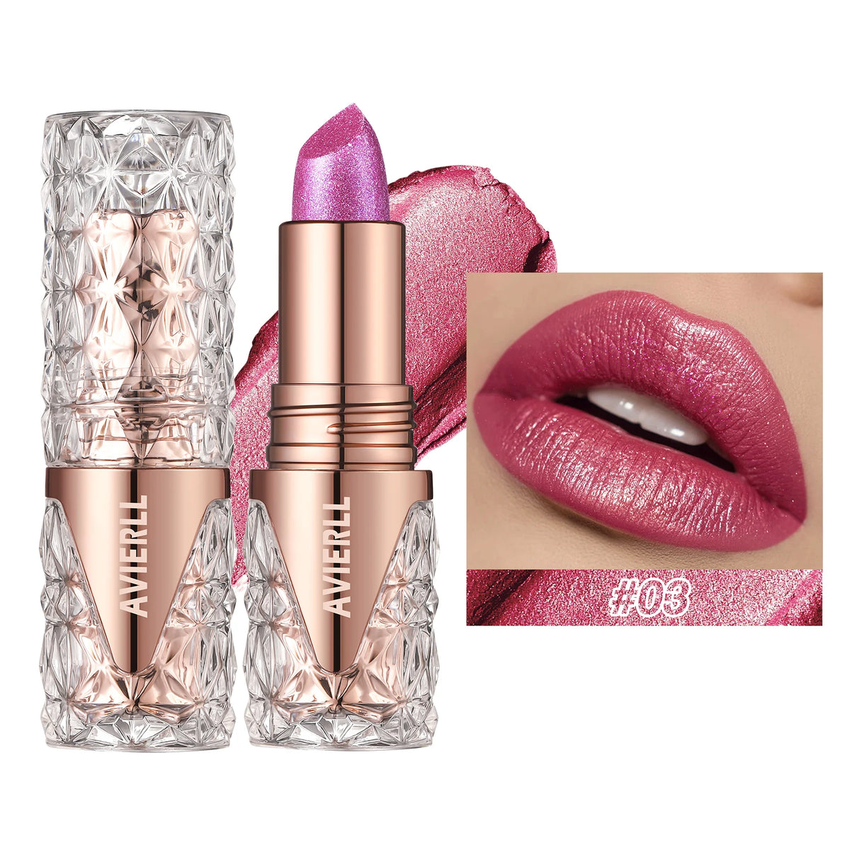 NoEnName_Null Fine Glitter Moisturising Lipstick 03 / Full Size
