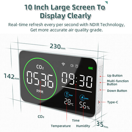 4 In1 WiFi Air Quality Monitor CO2 PM25 &ndash; Alarm Clock