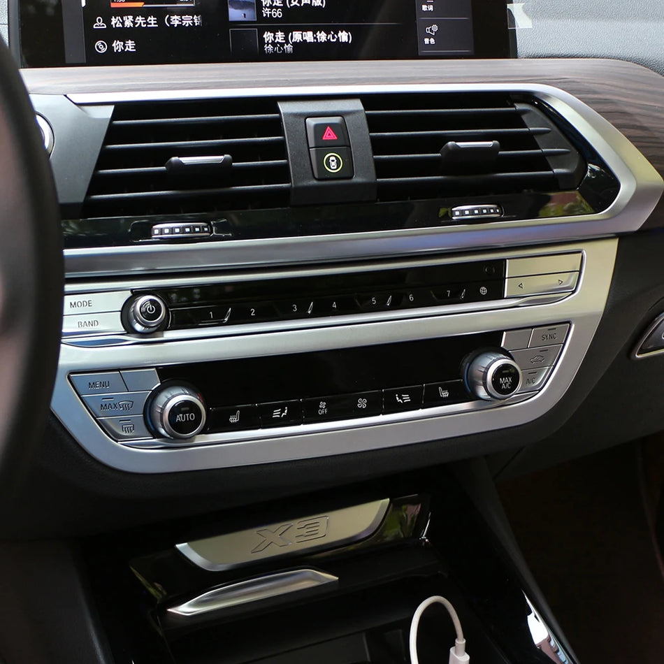 Крышка панели кнопок кондиционера автомобиля BMW X3 G01 и X4 G02 из АБС, серебристое углеродное волокно