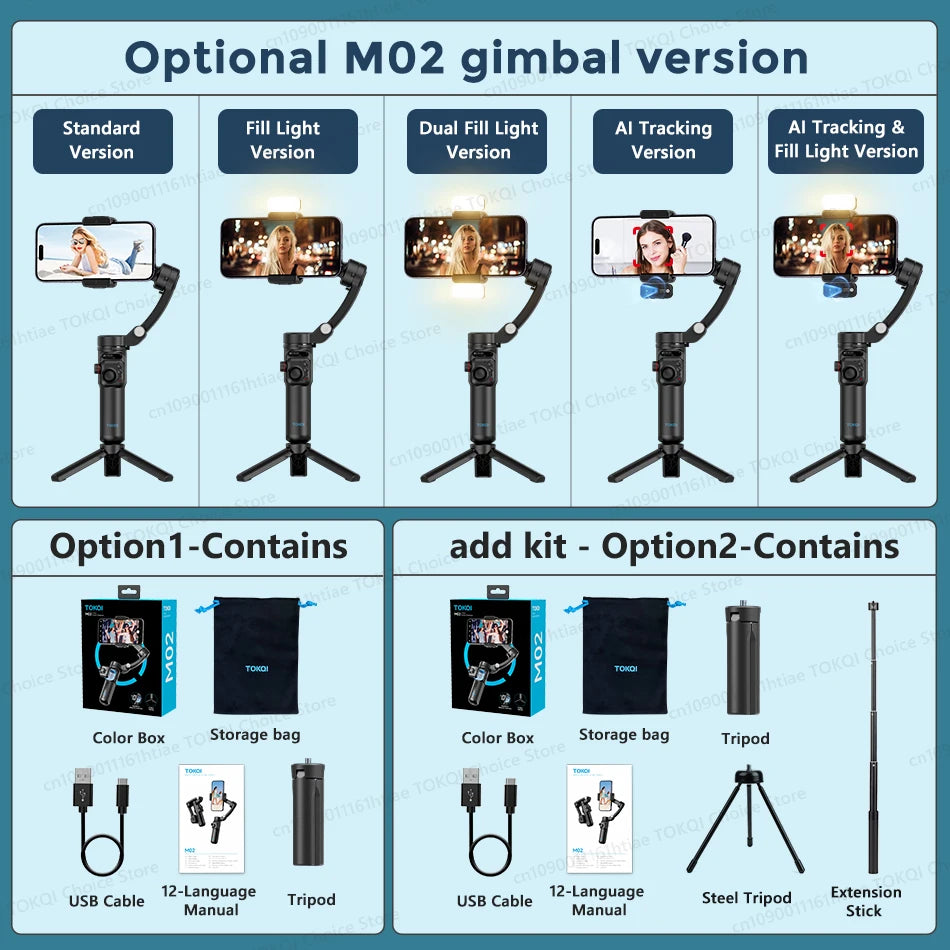 M02 3-Axis Handheld Gimbal Stabilizer with Wireless Remote for Smartphone
