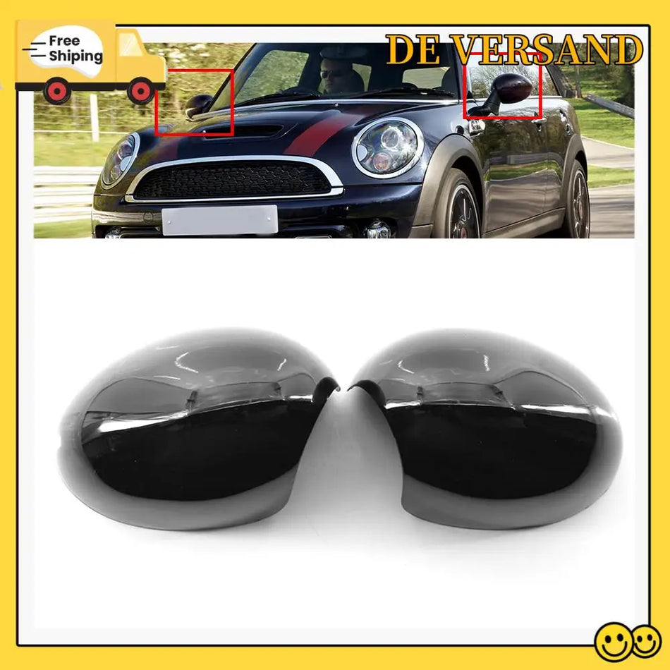 Zwei Stück glänzende schwarze Spiegelabdeckung für Mini R55 R56