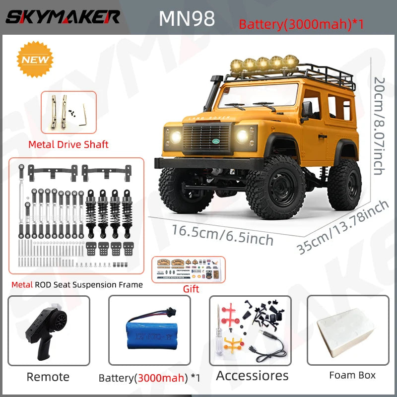 MN99s MN98 1:12 4WD RC Rock Crawler Defender - High Speed, Off-Road Adventure mn98-1B3000-MDS-RS-S