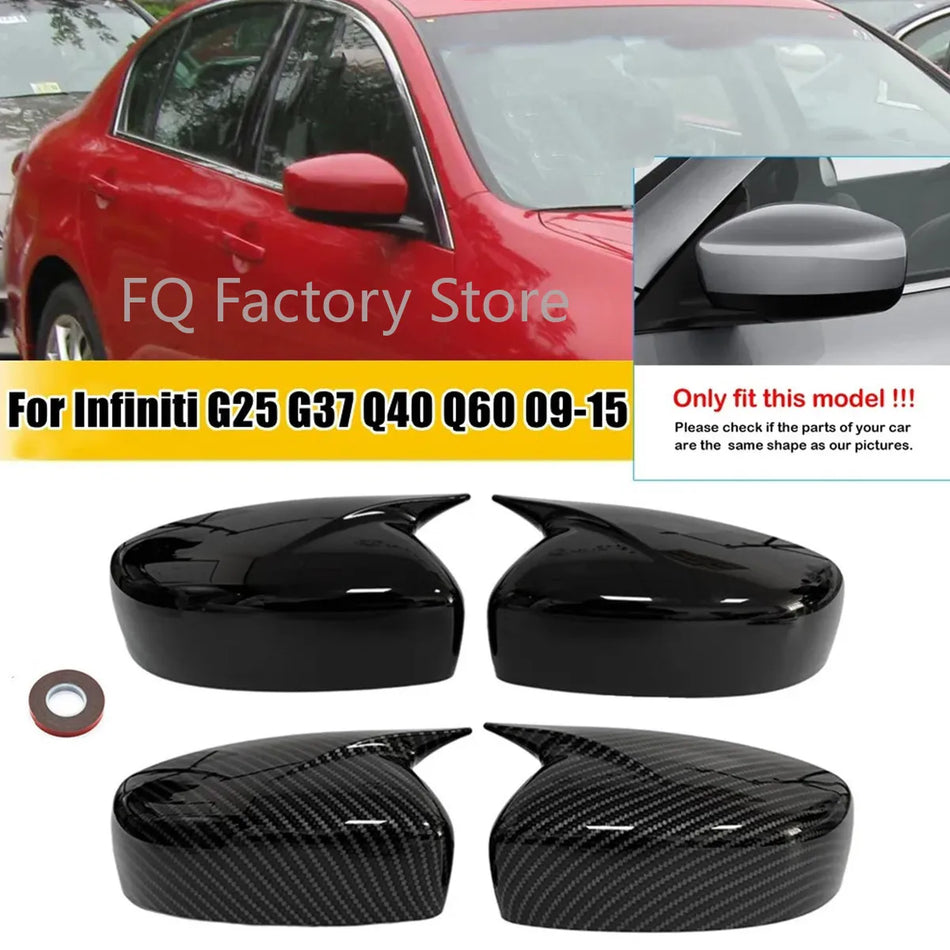 Side Mirror Wing Cap With ABS For Infiniti G25 G37 Q40 Q60