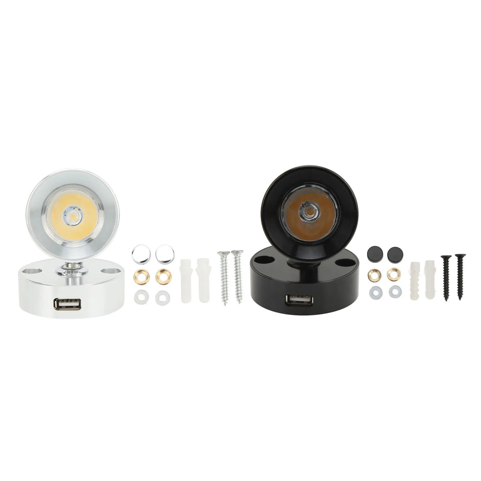 Luz de lectura LED RV con puerto USB, luz interior de montaje en pared para caravana