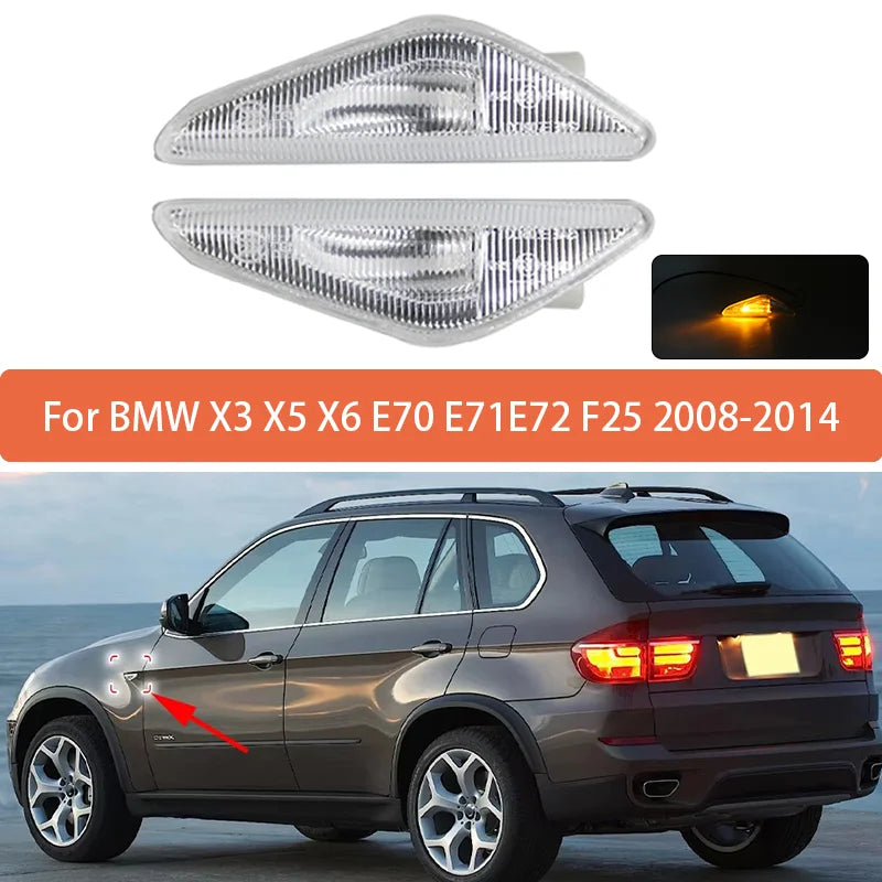 Fender Lights Assembly For BMW X3 X5 X6 E70 E71 2008 2009 2010 2011-2014 E72 F25 LED Turn Signal Side Marker Light