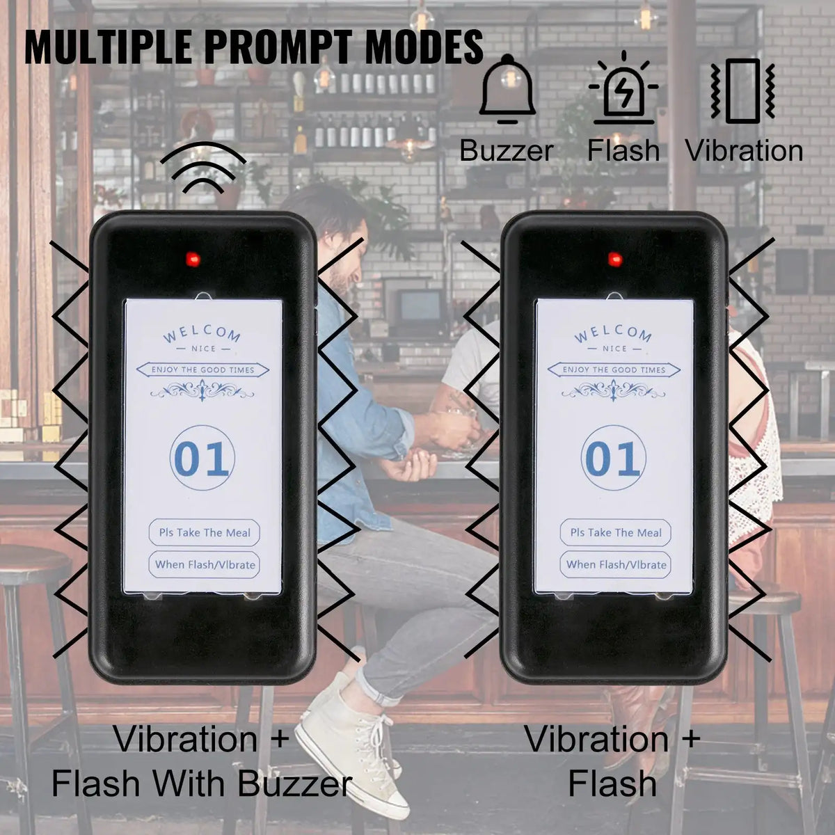 Wireless Restaurant Buzzer Paging System 16 Pagers Kit