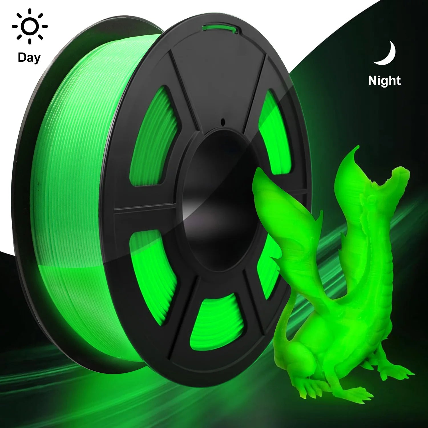 1.75mm PLA Luminous 3D Printer Filament &ndash; Glow In The Dark Glow green filament