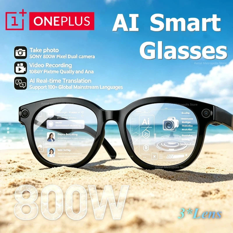 OnePlus AI Smart Glasses With Camera For Photo Video Translation
