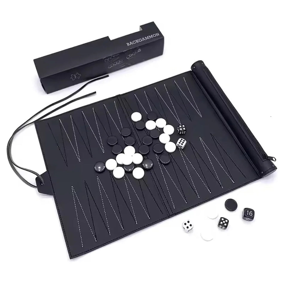 Portable Backgammon Set With Durable PU Leather Cover For Travel