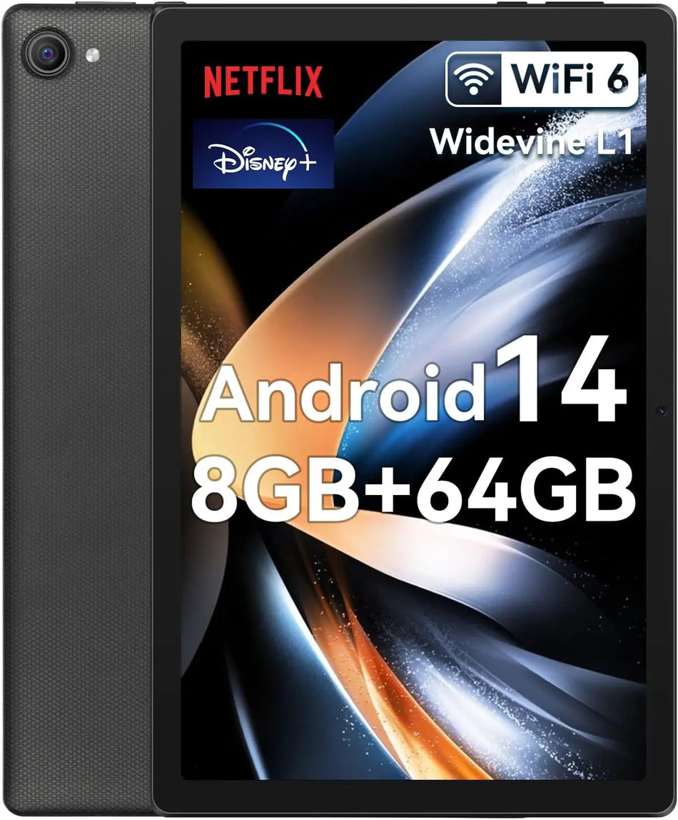 URAO 10 Inch Tablet Android 14 8GB RAM 64GB ROM &ndash; WiFi 6 black / EU / CHINA