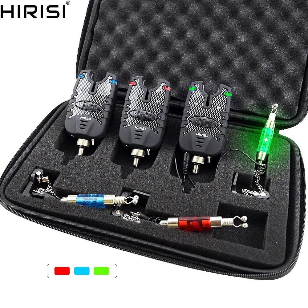 Hirisi Carp Fishing Bite Alarm Set with Waterproof Blue LED Swingers