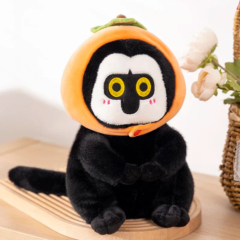 Cute Capybara Plush Toy with Lotus Flower black / 38cm