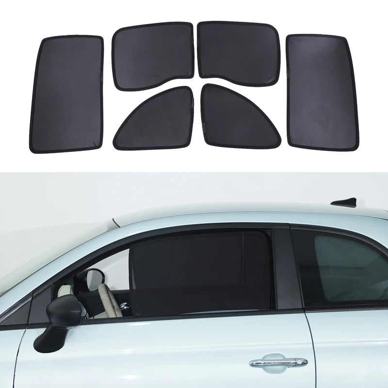 Czarny poliesterowy daszek przeciwsłoneczny do Fiata 500 2010 do 2022 osłona UV