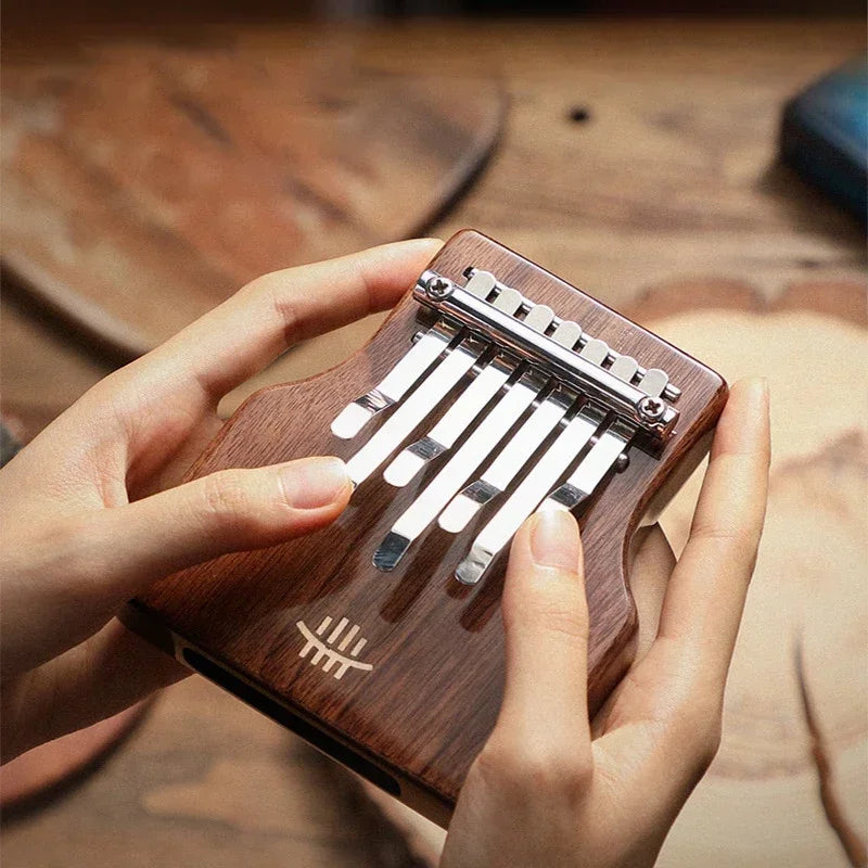 7 Key Kalimba Mini Walnut Base Hole &ndash; Beginner Friendly