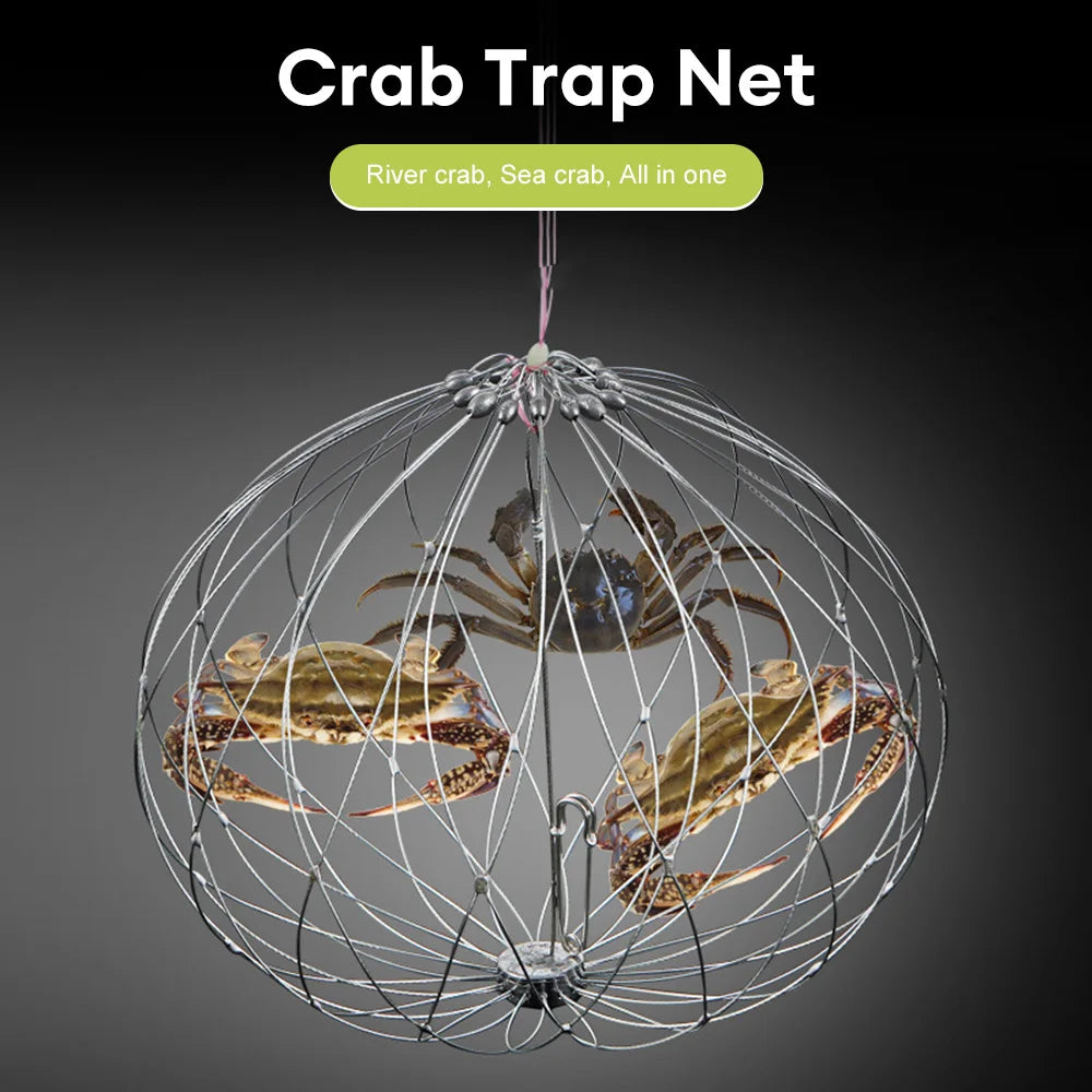 Automatic Fish Crab Trap Net - Durable Steel Wire for Saltwater Fishing