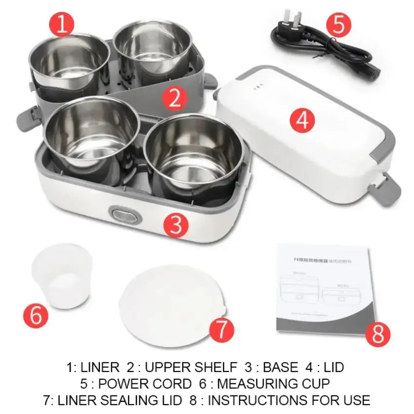 Electric Lunch Box Heater Portable Leakproof 2 Layer