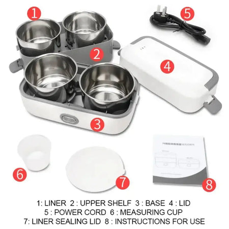 Electric Lunch Box Heater Portable Leakproof 2 Layer