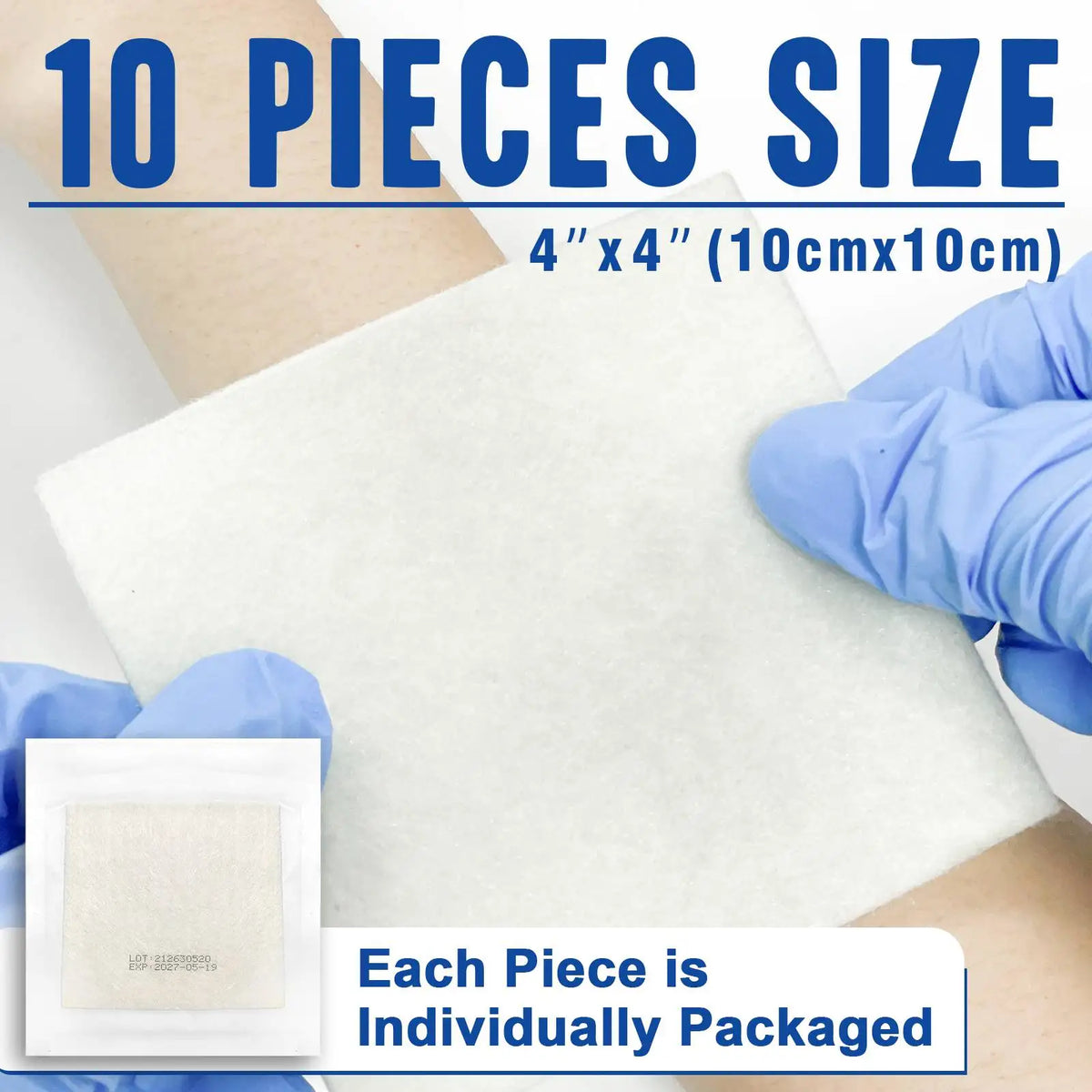 10Pcs 4x4 Calcium Alginate Wound Dressing &ndash; High Absorbency Default Title