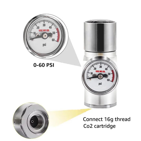 2 In 1 Co2 Mini Regulator &ndash; 0-60 PSI Pressure Range