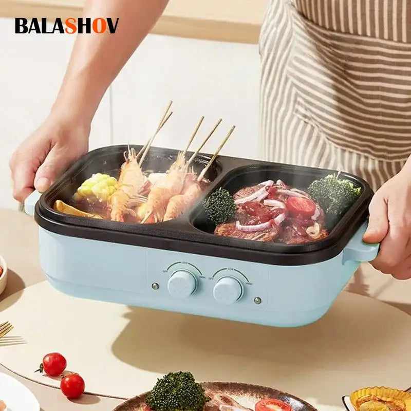 2 In 1 Electric Hot Pot And Grill Nonstick Cooker 110V 220V