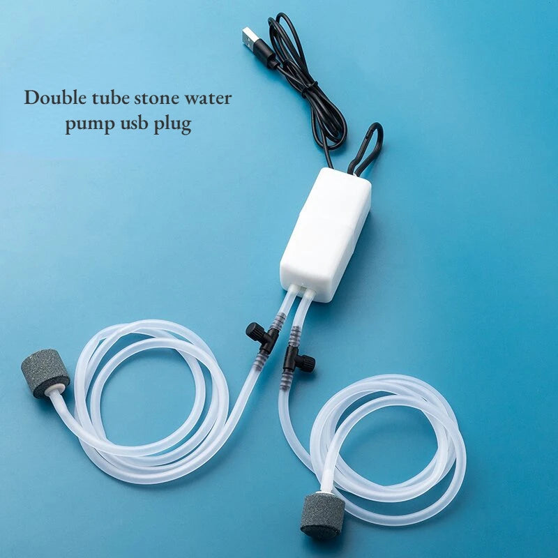 Mini Aquarium Air Pump Kit &ndash; Silent USB Powered, Compact White / usb