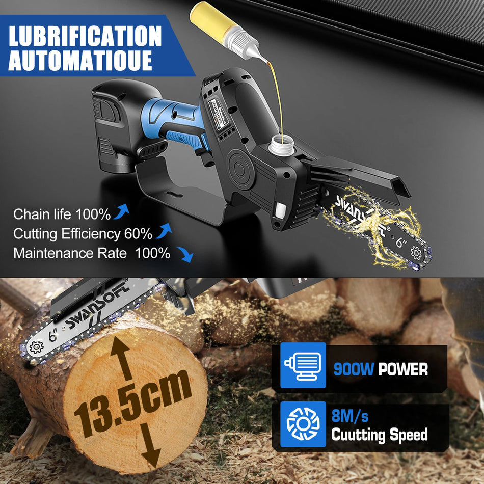 Electric Battery Chain Saw and Pruning Shears with 3 Batteries for Vineyard