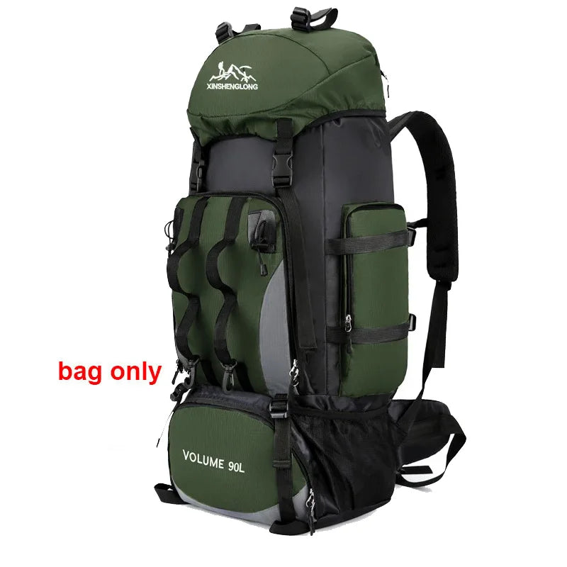 Hiking Trekking Bag &ndash; Waterproof 90L Capacity For Outdoors Army