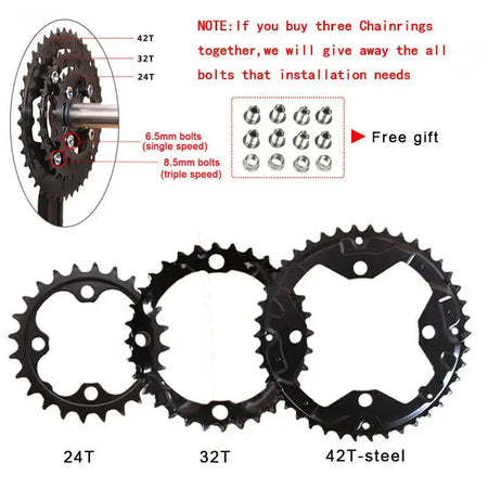 104/64 BCD Bicycle Chainring 24/26/32/38/42t MTB Chain Ring Double/Triple 10Speed Chainwheel for Shimano Crankset by InterCyprus Trading Ltd