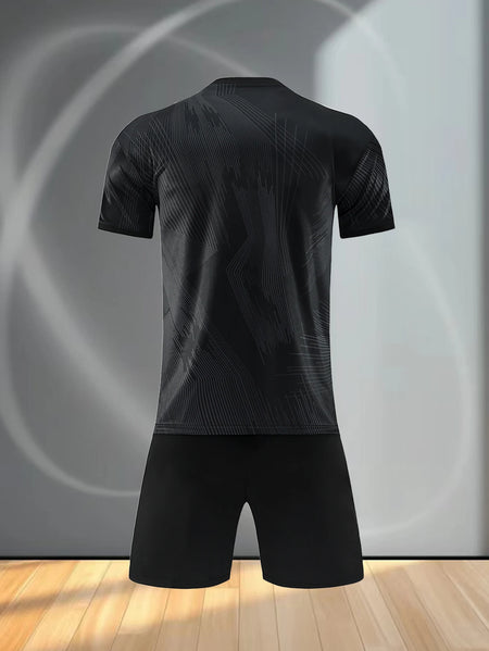 TOVIO Men's Breathable Football Uniform Set with Stylish Round Neck Top and Shorts