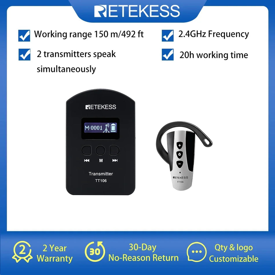 Retekess TT106 UHF bezvadu ekskursiju gidu sistēma