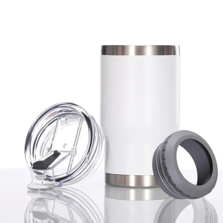 14Oz Car Insulated Can Cooler - Double Lid Stainless Steel WHITE / 14 OZ / CHINA