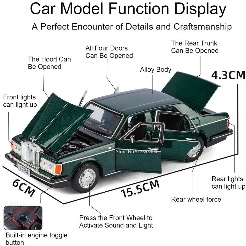 Mașină de jucărie diecast Wraith la scară 1:32 cu sunet și lumină, cu retragere, uși deschise