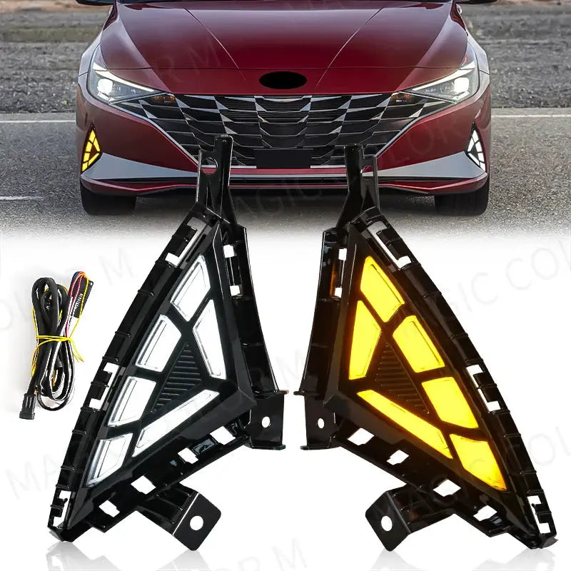 LED DRL For Hyundai Elantra 2021 2022 Daytime Running Light White Daylights Yellow Turn Signal Lamp Fog Light Car Accessories by InterCyprus Trading Ltd
