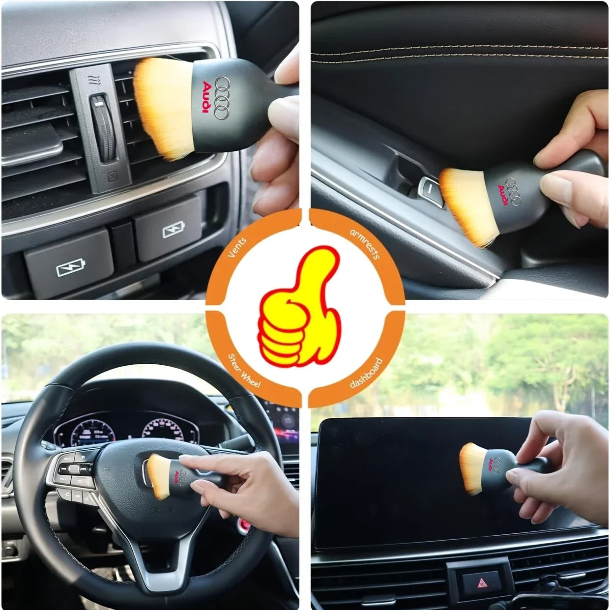 Compact Soft Brush Car Interior Cleaning Tool for Audi TT, Q Series, A3, A4, A5, A6, A7, A8 Models &ndash; Dust and Dirt Remover