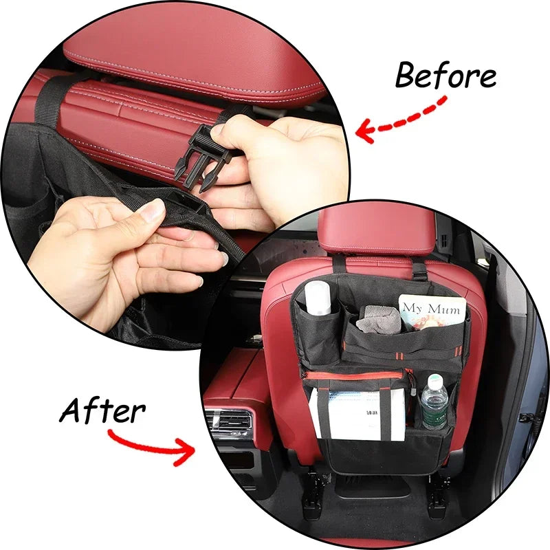 Черен органайзер за съхранение на облегалката на седалката за BMW 5 Series G60 2024