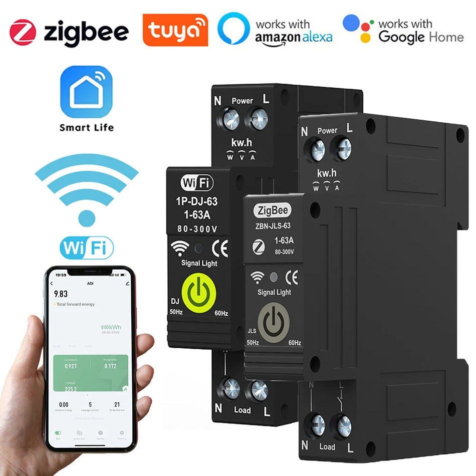 ZigBee Smart Säkringsbrytare Med Timer Och PV Mätare 220V