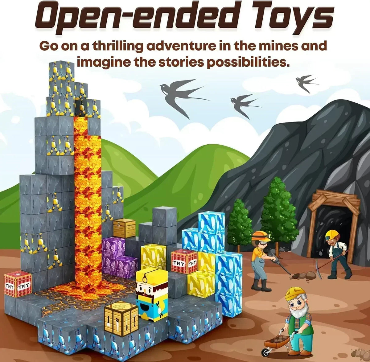 Mine World Magnet Cube Set &ndash; Educational STEM Toy Ages 3+