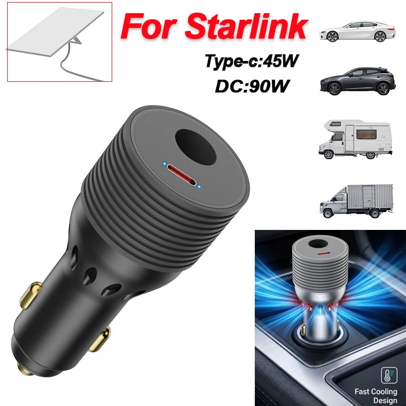 Starlink Mini spanningsverhogende converteradapter 12V naar 30V, waterdichte USB-C-autolader