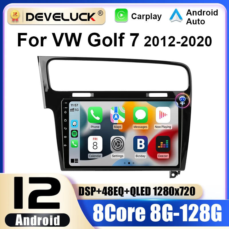 Ραδιόφωνο αυτοκινήτου 2 Din Android 12 για VW Golf 7 MK7 GTI 2011 έως 2021 με GPS πλοήγηση 4G CarPlay Android Auto QLED οθόνη 9 ιντσών